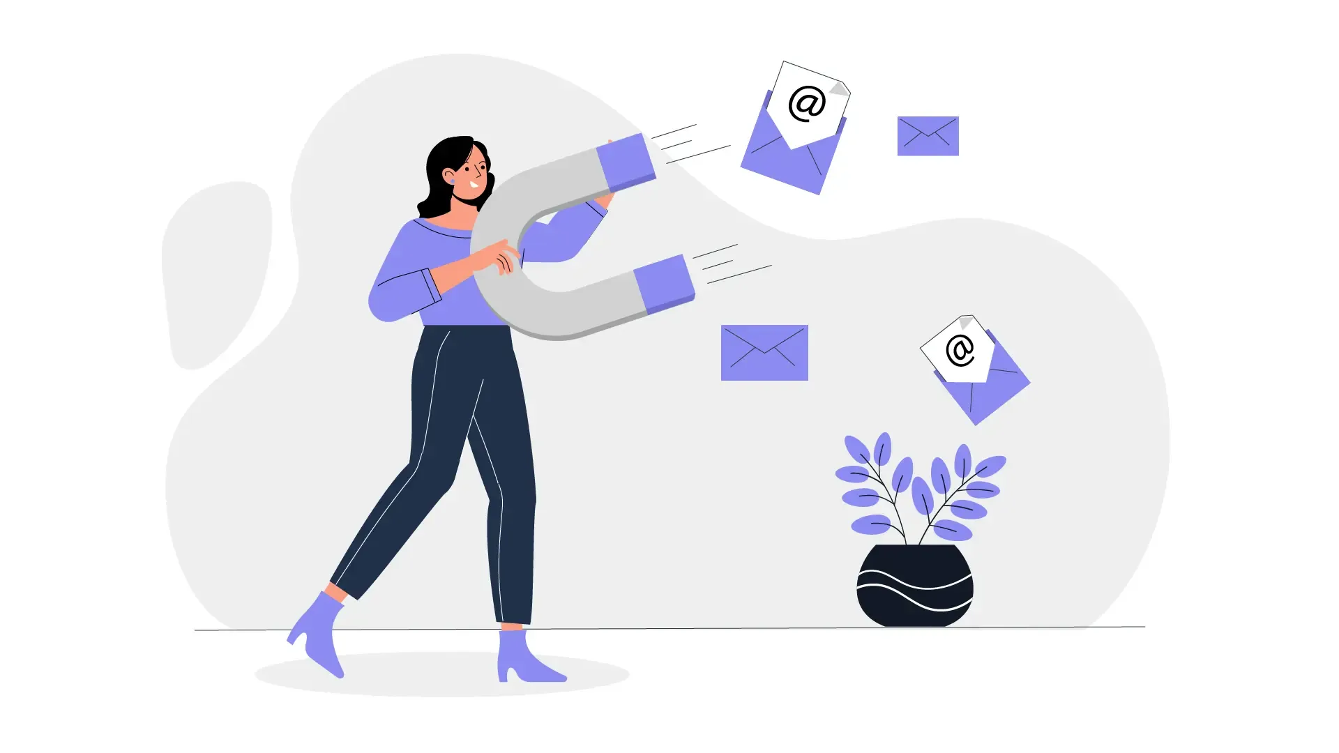 Vector Illustration of a Woman Capturing Emails